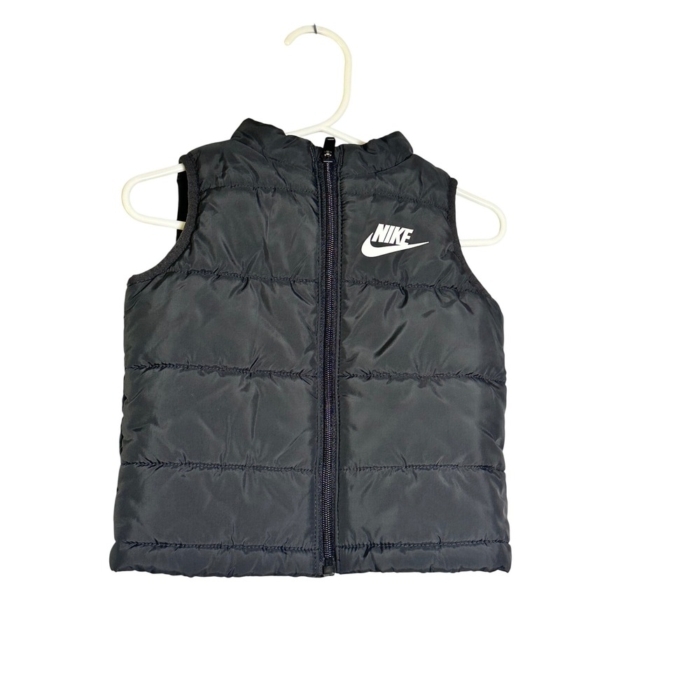 Nike Kids Black Puffer Vest Full Zip Quilted Sleeveless Jacket 12M L643-023